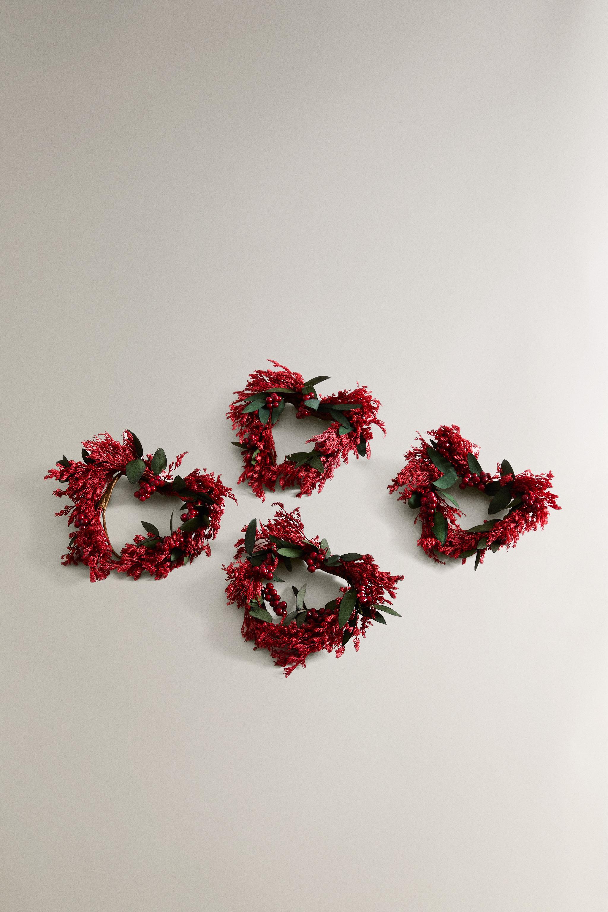 SET OF CHRISTMAS HEART LEAF NAPKIN RINGS (SET OF 4)